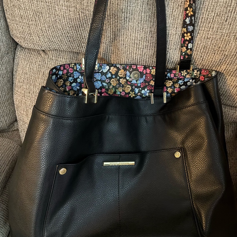 Steve Madden Black Tote with Floral Interior